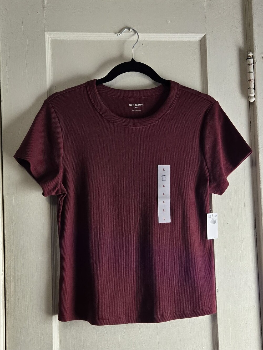Old Navy Ribbed Crew Neck Tee — Maroon